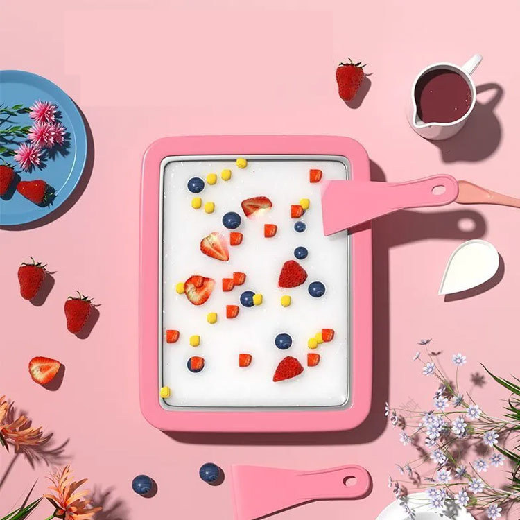 電気不要 シャーベット ロールアイス アイスクリームメーカー 304ステンレス製 氷炒め プレート ロールアイスクリームメーカー 果物 ドリンク ジェラート ジュース 家庭用 ヨーグルトアイスクリーム ホームパーティー 親子 おやつ かき氷器 子供向け簡単調理画像