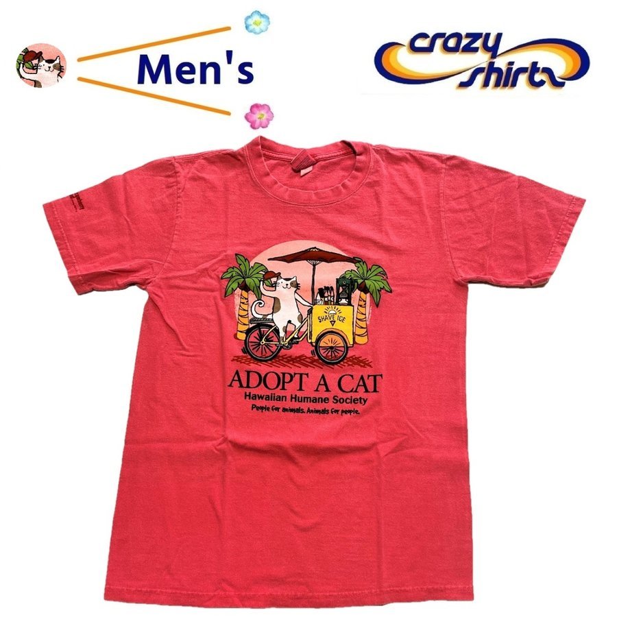 楽天市場 クレイジーシャツ ハワイ ストロベリー染め Adopt A Cat 猫 メンズ クルーネック Tシャツ All For You