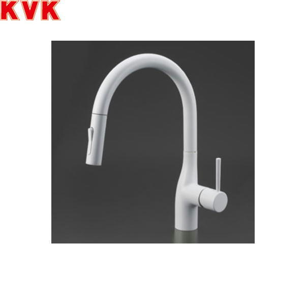 KM6061ECM4 KVK流し台用シングルレバー式シャワー付混合水栓 一般地仕様 マットホワイト 送料無料()