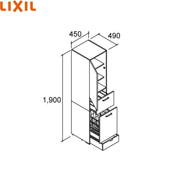 AR1S-455DR リクシル LIXIL/INAX PIARAピアラ トールキャビネット 間口450mm ミドルグレード 右タイプ()