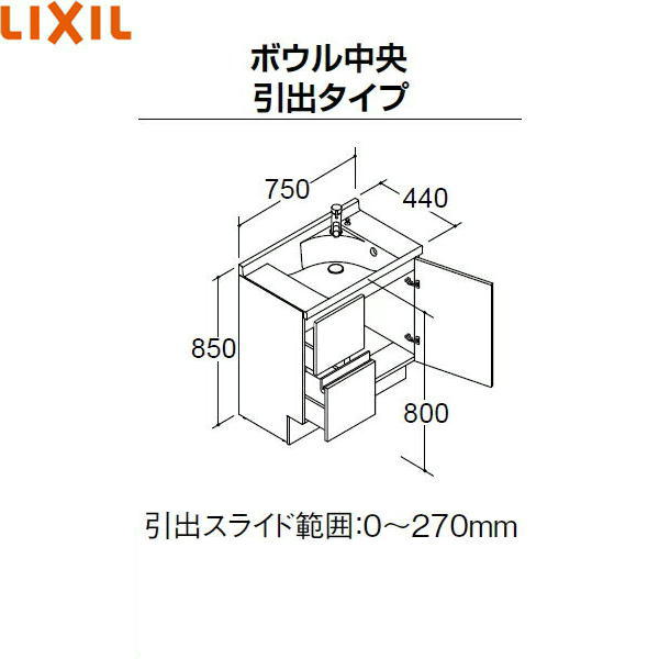 NSV1H-75G5Y リクシル LIXIL/INAX エスタ 洗面化粧台本体のみ 間口750 引出タイプ ミドルグレード()