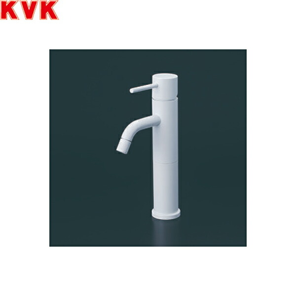 KM7051LM4 KVK 洗面用 シングル混合栓 ロングボディ 一般地・寒冷地共用 マットホワイト 送料無料()