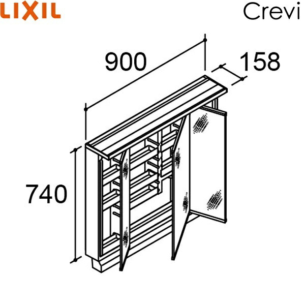 MRB-903TYJU リクシル LIXIL/INAX クレヴィ ミラーキャビネット 奥行500タイプ 3面鏡 くもり止めコート 間口900 スリムLED 送料無料|みずらいふ
