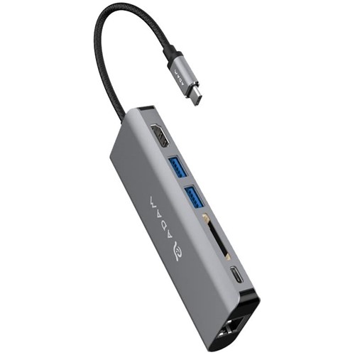 Adam Elements AAPADHUBA01GY CASA Hub A01 USB 3.1 Type-C 6ポート ハブ (USB Type-A／Type-C、HDMI、RJ45、SDカード) グレー｜キムラヤ店