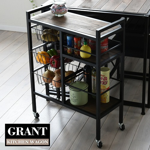 B.Bファニシング GRW-600 GRANT ワゴン W600&times;D273&times;H810mm ダークブラウン GRW600｜キムラヤ店
