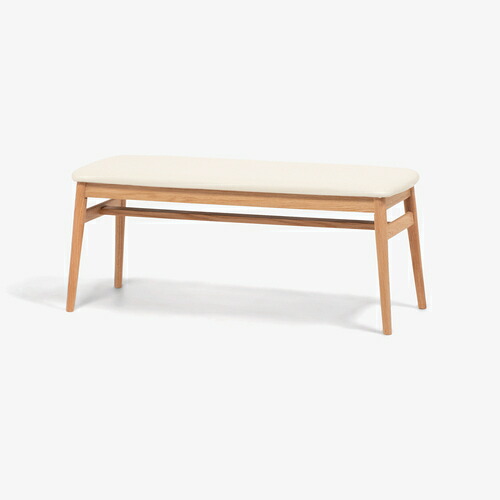 大塚家具 ベンチ「シネマ」幅106cm レッドオーク材ホワイトオーク色 座面PVCアイボリー【※AR対応】