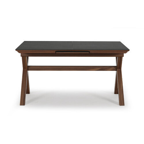 大塚家具 押しひろげる式晩ご飯時刻表「PALOU」パロウ 幅140-180糎 陶器天板 ／ ウォール中毒者材 MBR色
