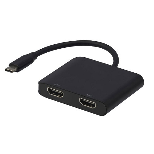 グリーンハウス GH-TCHDC-BK 映像変換アダプタ USB Type-C to HDMI x2 4K対応 Mac/Windows11対応 ブラック