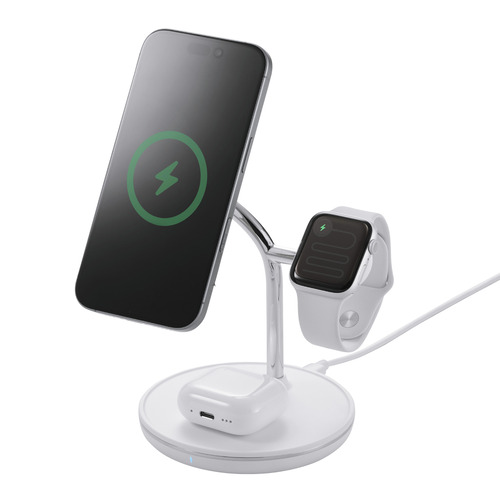 エレコム W-MS07WH ワイヤレス充電器 15W出力 3in1 iPhone / AirPods / Apple Watch 同時充電 ホワイト