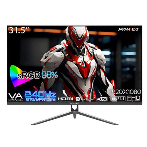 JAPANNEXT 31.5インチ 240Hz対応ゲーミングモニター HDMI DP フルHDワイド JN-V315G240FHDR