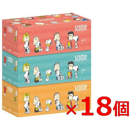 クレシア 【ケース販売】 スコッティティシュー スヌーピー 220組 3箱ｘ18パック