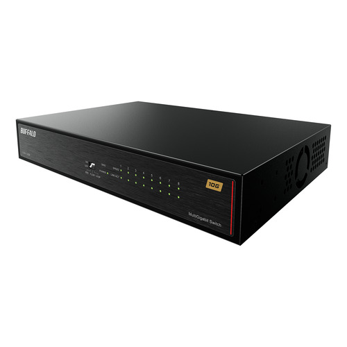 BUFFALO LXW10G8 10Gbps相応う 8界面 スイッチングこしき かっこ良い冷やかす愛読者 金属元素筐体 ワット数内蔵 黒いこと