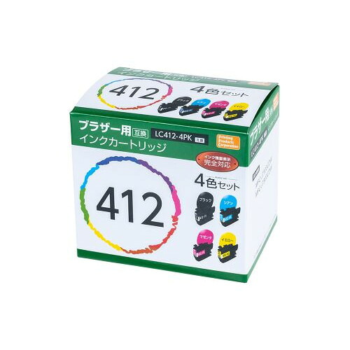 ナカバヤシ PPYBLC4124P ブラザー 412互換インク 4色セット LC412-4PK対応