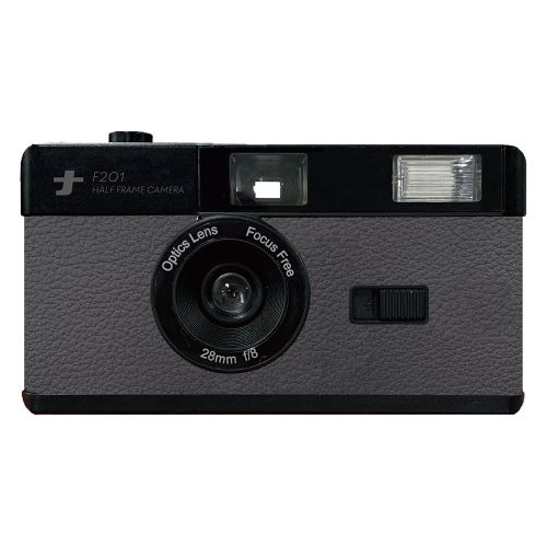 ナカバヤシ CAM-F201DG フィルムナカメラ half ハーフフレームカメラ 閃光電球積み上げる ハンドストラップ付 暗然たる薄墨色