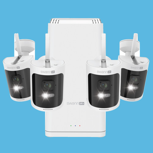 SWANN SWNVW-AS4K128SD4CAM-JP WIFI防犯写真機 AllSecure4K 写真機4台書き割り 架線工事不必要 IP66注意報\u0026点火装置積み上げる 白いこと