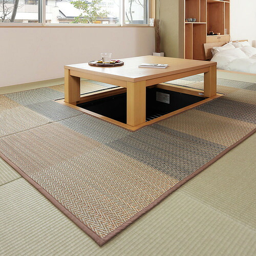 萩原 掘りごたつ対応い草ラグ 約191&times;300cm ベージュ｜キムラヤ店