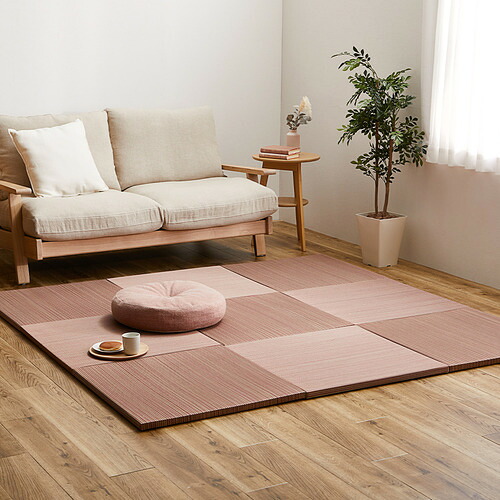萩原 【9枚組】置き畳 紗彩 約65×65×2.5cm レッド|キムラヤ店