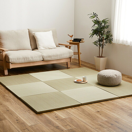 萩原 【9枚組】置き畳 紗彩 約65×65×2.5cm ナチュラル|キムラヤ店