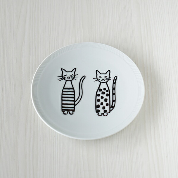 2CATS Plate 15cm（2キャッツ プレートM）Bitte Stenstrom（ビッテ・ステンストローム）波佐見焼 国産 ケーキ皿 パン皿 フルーツ皿 取り皿 ネコ かわいい おしゃれギフト ラッピング ギフトラッピング プレゼント画像