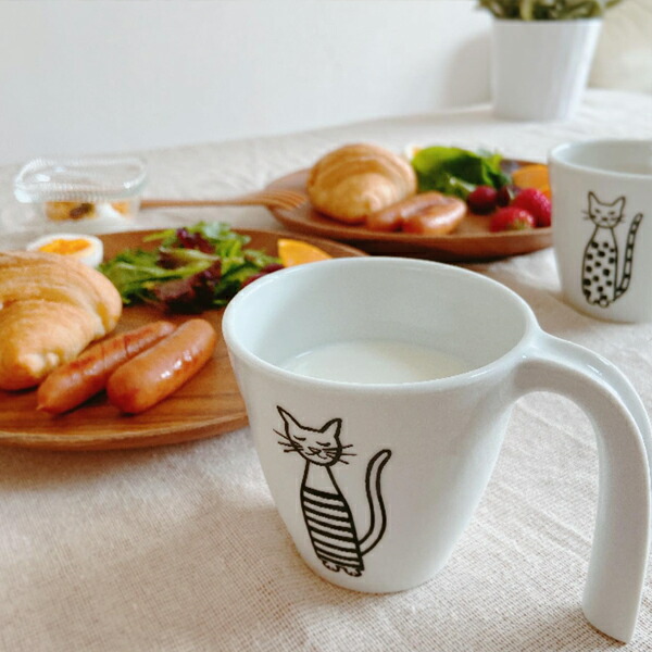 2CATS Mug 220ml（2キャッツ マグカップ）Bitte Stenstrom（ビッテ・ステンストローム）波佐見焼 日本製 マグ コーヒー 紅茶 ハーブティー ネコ おしゃれ かわいいギフト ラッピング ギフトラッピング プレゼント画像