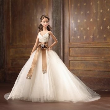 マテル バービー  ゴールド付け紙   Monique Lhuillier Bride モニーク・ルイリエブライド お人形さん    華燭の典 ウェディングドレス 花嫁御寮 室内装飾 見せびらかす 差し上げ物 差し上げ物