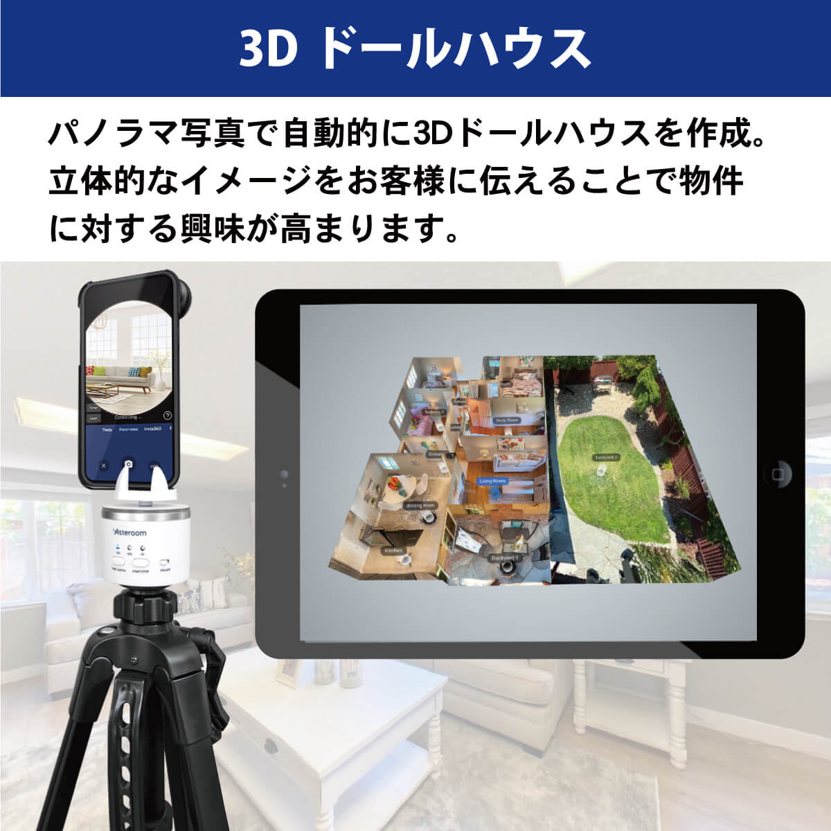 スマホで作れる 360 パノラマ Vr物件 撮影 作成 3d Tour Kit 3dドールハウス 2dフロアプラン 1物件 Pp Fs360 S3d Umu Ac Ug