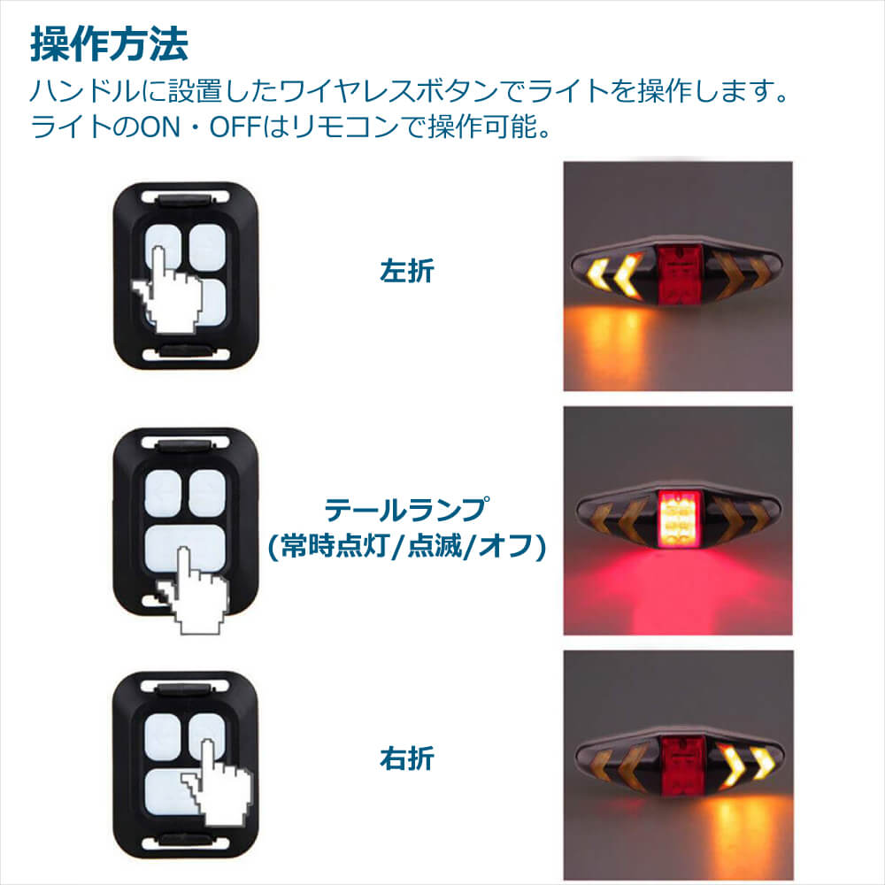 楽天市場 自転車 ターンランプ テールライト ウインカー 方向指示器 Led ワイヤレス リモコン付き 通勤 通学 防水 夜間 事故防止 デリバリー デリバリーサービス ウーバーイーツ 出前館 Mr Biclt 02 オールバイ
