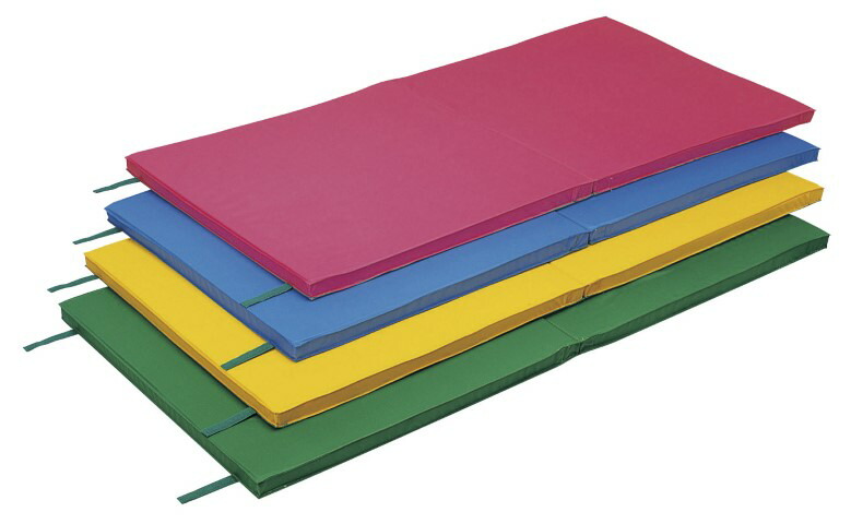 三和体育 軽量2ツ折カラーマット スベリ止付 90×180×4 (イエロー) 学校 体育用品 送料無料 S-9220