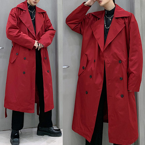 今月限定 特別大特価 楽天市場 トレンチコート メンズ ロングコート ワインコート メンズファッション ダブルコート インポート 送料無料 秋 冬 新作 お兄系 サロン系 ホスト ビター系 Bitter系 お兄系 アウター 個性的 大人 スタイル レッド 赤 ホスト スーツ