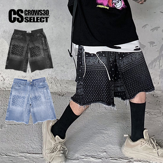 人気no 1 本体 楽天市場 ショートパンツ メンズ ストリート系 バンダナ柄 総柄 ダメージ加工 カットオフ 切りっ放し 送料無料 インポート グレー 個性的 V系 ヴィジュアル系 お兄系 Allegro アレグロ ストリート系 ホスト 春 夏 新作 衣装 オラオラ系 悪羅悪羅系