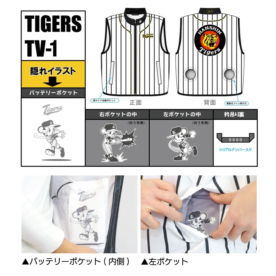 楽天市場 阪神タイガース 空調ベスト 空調服 男女兼用 ファン バッテリー ケーブル 充電器付き フルセットシリアルナンバー入り 限定品 阪神 甲子園 野球 ユニフォーム ジレ チョッキ 涼しい 夏 扇風機 応援 球場 猛虎 トラ 虎 冷感 アレグレット 手袋 マフラー 財布