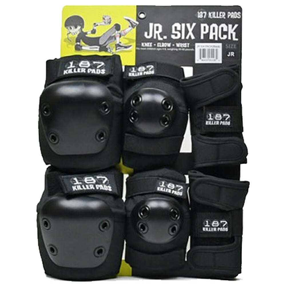 ONEEIGHTSEVEN ワンエイトセブン 187 KILLER PADS Jr パッド書き割り ( BLACK ) 滑るゲーム盤 スケボー プロテクター 肘 ヒザ 手関節 書き割り ちびっ子用 書き割り