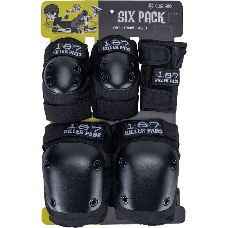 ONEEIGHTSEVEN ワンエイトセブン 187 SIX PACK PADS SET パッド書き割り ( BLACK ) 滑るゲーム盤 スケボー プロテクター 肘 ヒザ 手関節 書き割り