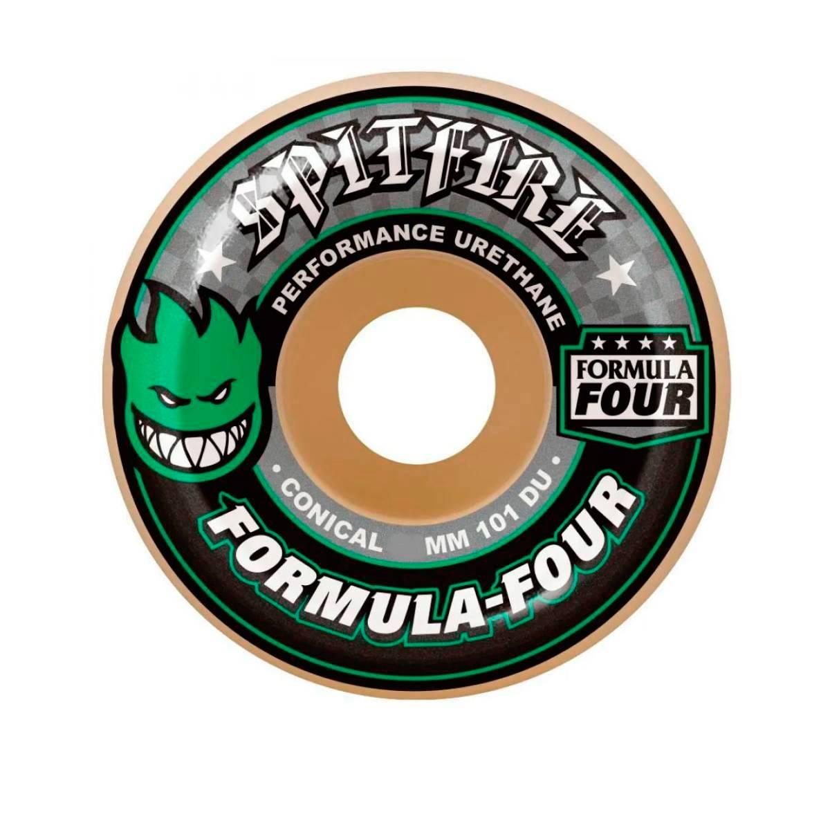 【マラソン制限事項引き換え証客体！】 SPITFIRE スピットファイア F4 101 DURO CONICAL GREEN PRINT 56粍 滑るゲーム盤 スケボー ウィール WHITE