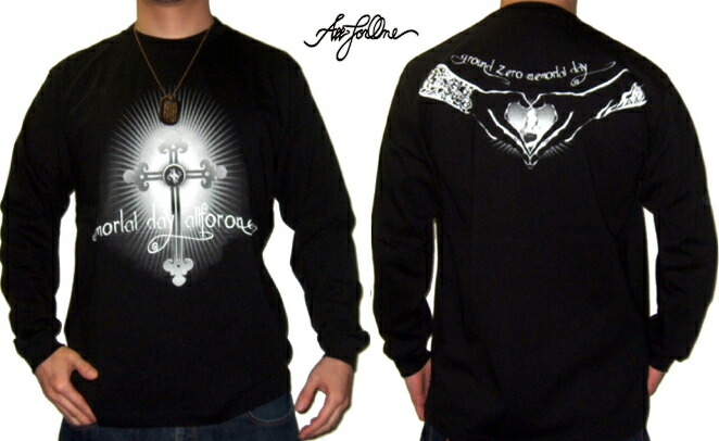 AFO HURT HAND IN HEART NECK PENDANT ロンT 黒 PLAY HAND ハンド Tシャツ トップス カットソー ブラック ベーシック デザイン 長袖 メンズ 男性 ストリート ブランド スケート スケボー HIPHOP ヒッポホップ ダンス 衣装 プレイハンド
