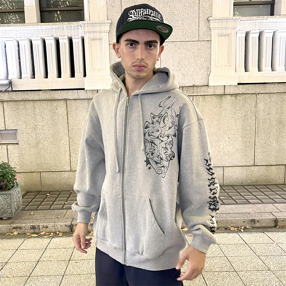 【AFO / UNISEX】TWO FACE SWEAT ZIP UP HOODIE【GRAY】 スウェット ジップ パーカー ・ウラ起毛 ツーフェイス