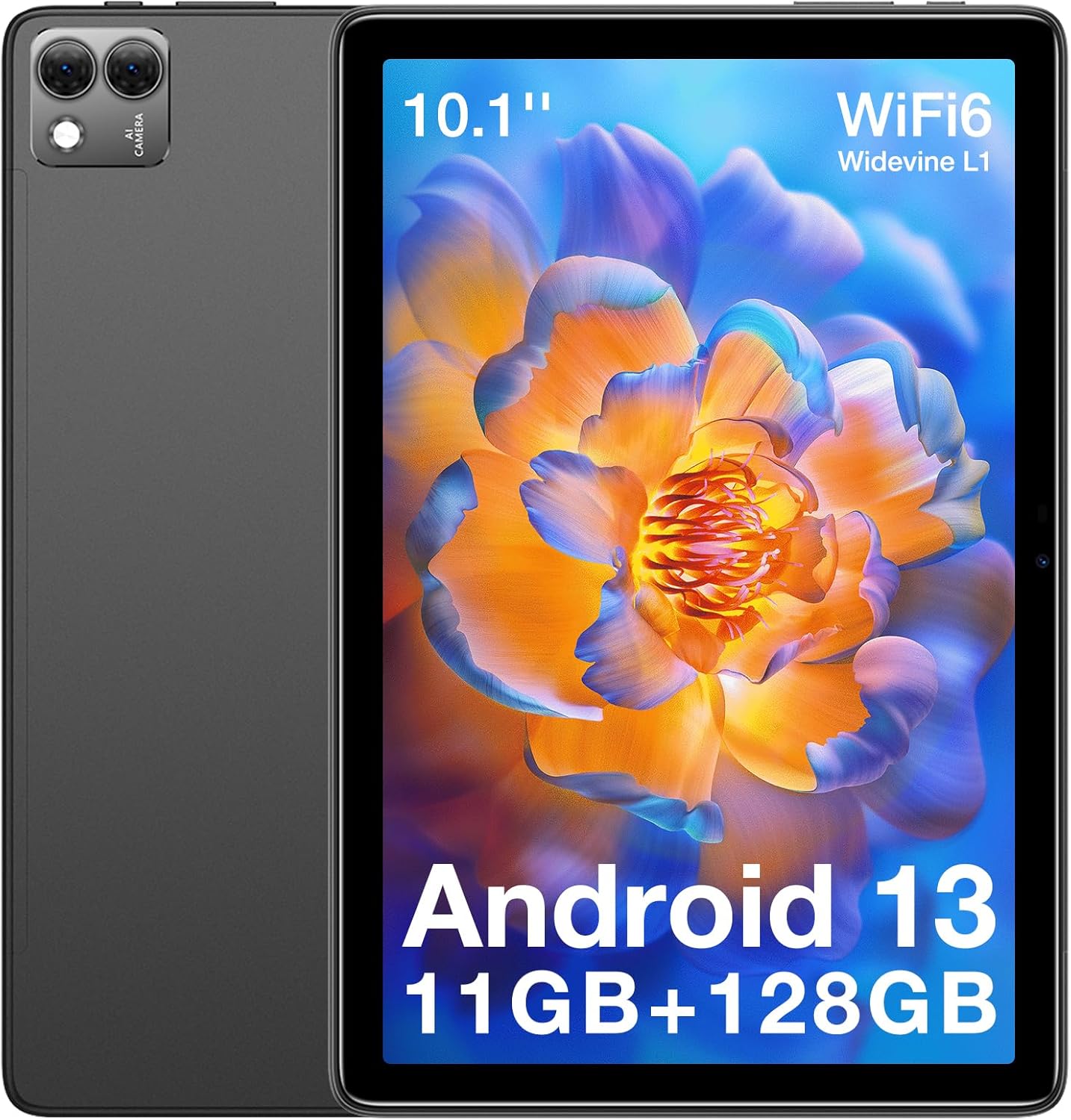 DOOGEE T10S タブレット Android13 10.1インチ RAM11GB(6+5拡張)/ROM128GB 1TB拡張可能 8コアCPU 1920×1200 IPSディスプレイ Widevine L1 サポートカメラ 8MP/5MP 4G LTE+2.4G/5G WiFiタブレット Bluetooth5.0 6600mAh大容量バッテリー GMS認証 顔認証　グレ－　Gray