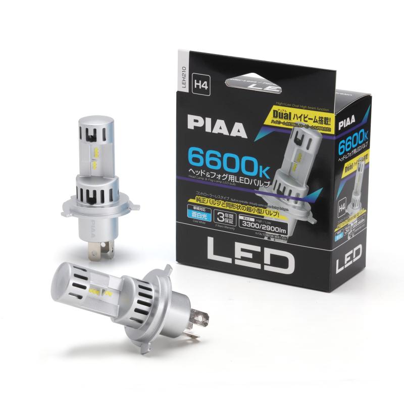 PIAA(ピア) LED スタンダードシリーズ ヘッドライト/フォグランプ用 コントローラーレスタイプ デュアルハイビーム搭載 車検対応 ノイズ対応 6600K 12V 20/20W Hi3400/Lo2900lm H4 2個入 LEH210