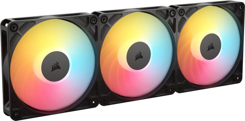 CORSAIR RS120-R ARGB 120mm PWM 裏配線対応ファン スターターキット｜ブラック｜逆回転ファンブレード｜8個の高輝度RGB LED｜磁気ドームベアリング搭載｜4ピンPWM ＆ 5V ARGBコネクタ対応（1個）CO-905019
