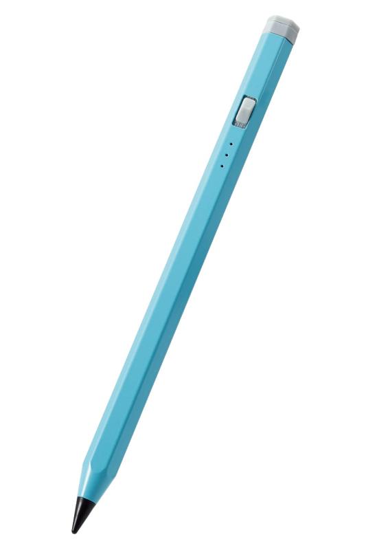 エレコム タッチペン 【 iPad専用 】 鉛筆型 六角軸 パームリジェクション対応 磁気吸着 傾き検知対応 USB-C充電 ペアリング不要 【大人も子供も持ちやすい鉛筆形状】 ブルー P-TPACAPEN01BU