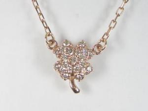 K10PG　ピンクゴールドダイヤモンド クローバー ペンダント ネックレス10P03Dec16【楽ギフ_包装】