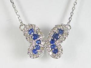 K18WG ホワイトゴールドサファイア／ダイヤバタフライ ペンダント ネックレス10P03Dec16【楽ギフ_包装】｜オールジュエリー