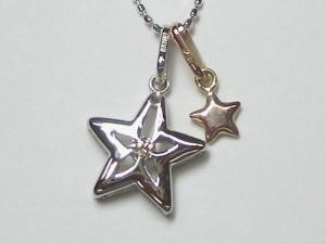 K18WG ホワイトゴールドダイヤモンドスター ペンダント ネックレス10P03Sep16【楽ギフ_包装】