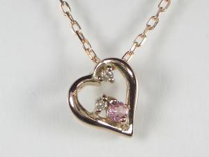 K10PGダイヤハート ペンダント ネックレス 【誕生石10月】10P03Dec16【楽ギフ_包装】