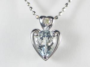 K10WGアクアマリン/ダイヤハート ペンダント ネックレス10P03Dec16【楽ギフ_包装】 20,128円