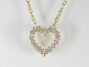 K18YG イエローゴールドダイヤモンド ハート ペンダント ネックレス10P03Dec16【楽ギフ_包装】