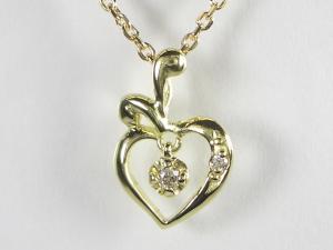 K18YGダイヤハート ペンダント ネックレス10P03Dec16【楽ギフ_包装】 31,200円