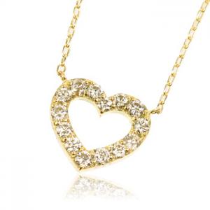 K18YG 0.5ctダイヤモンドオープンハート ネックレス10P03Dec16【楽ギフ_包装】|オールジュエリー
