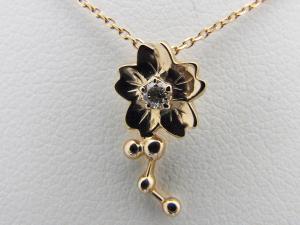 K18ピンクゴールド　桜モチーフ　0.03CT　ダイヤモンドペンダントネックレス10P03Dec16【楽ギフ_包装】