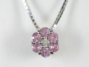 K18WG ホワイトゴールドピンクサファイア/ダイヤ ペンダント ネックレス10P03Dec16【楽ギフ_包装】|オールジュエリー